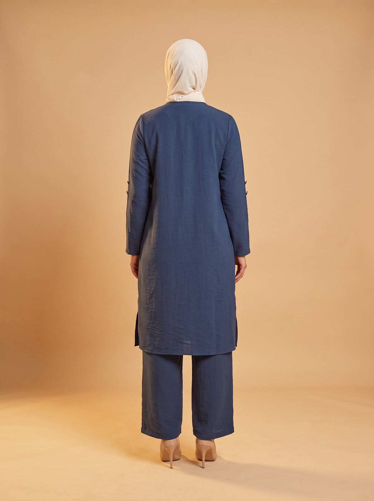Düğmeli İkili Takım - Lacivert - Butik Dubai büyük beden i̇kili takım