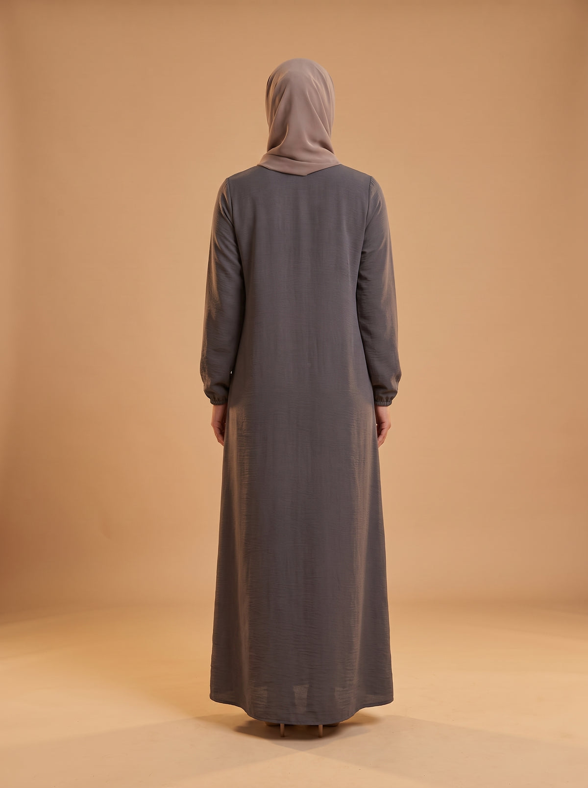 Taşlı Elbise - Füme - Butik Dubai büyük beden elbise