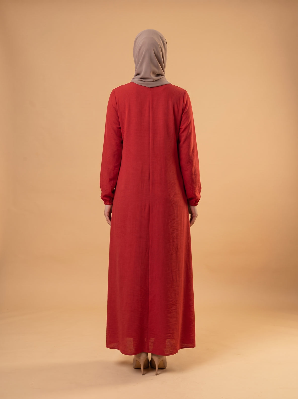 Taşlı Elbise - Kırmızı - Butik Dubai büyük beden elbise
