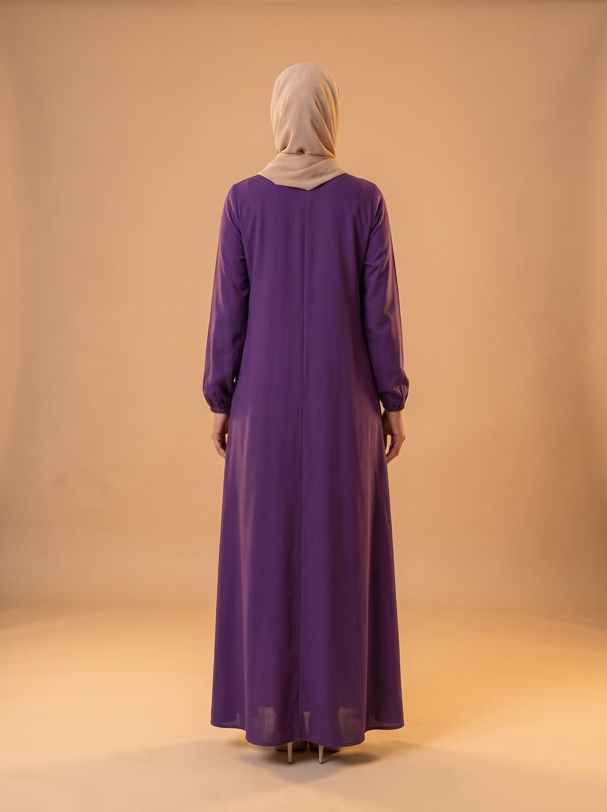 Taşlı Elbise - Mürdüm - Butik Dubai büyük beden elbise
