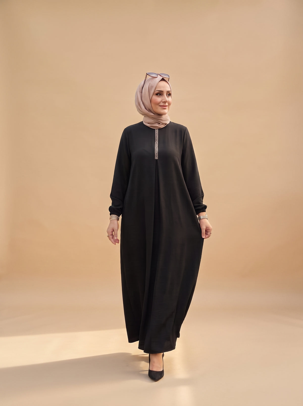 Taşlı Elbise Siyah