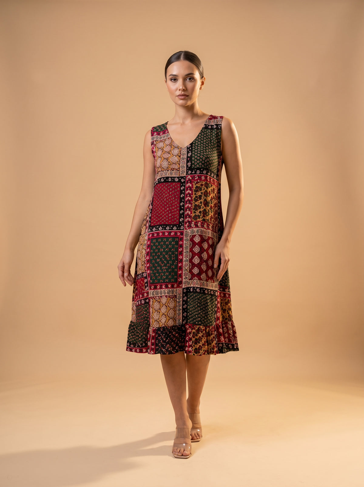 Yazlık Midi Elbise - Anadolu Esintisi - Butik Dubai büyük beden yazlık midi elbise