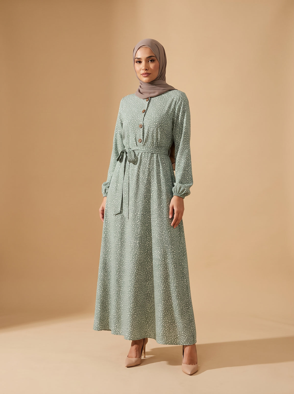 Viskon Elbise - Mint İnci - Butik Dubai büyük beden viskon elbise