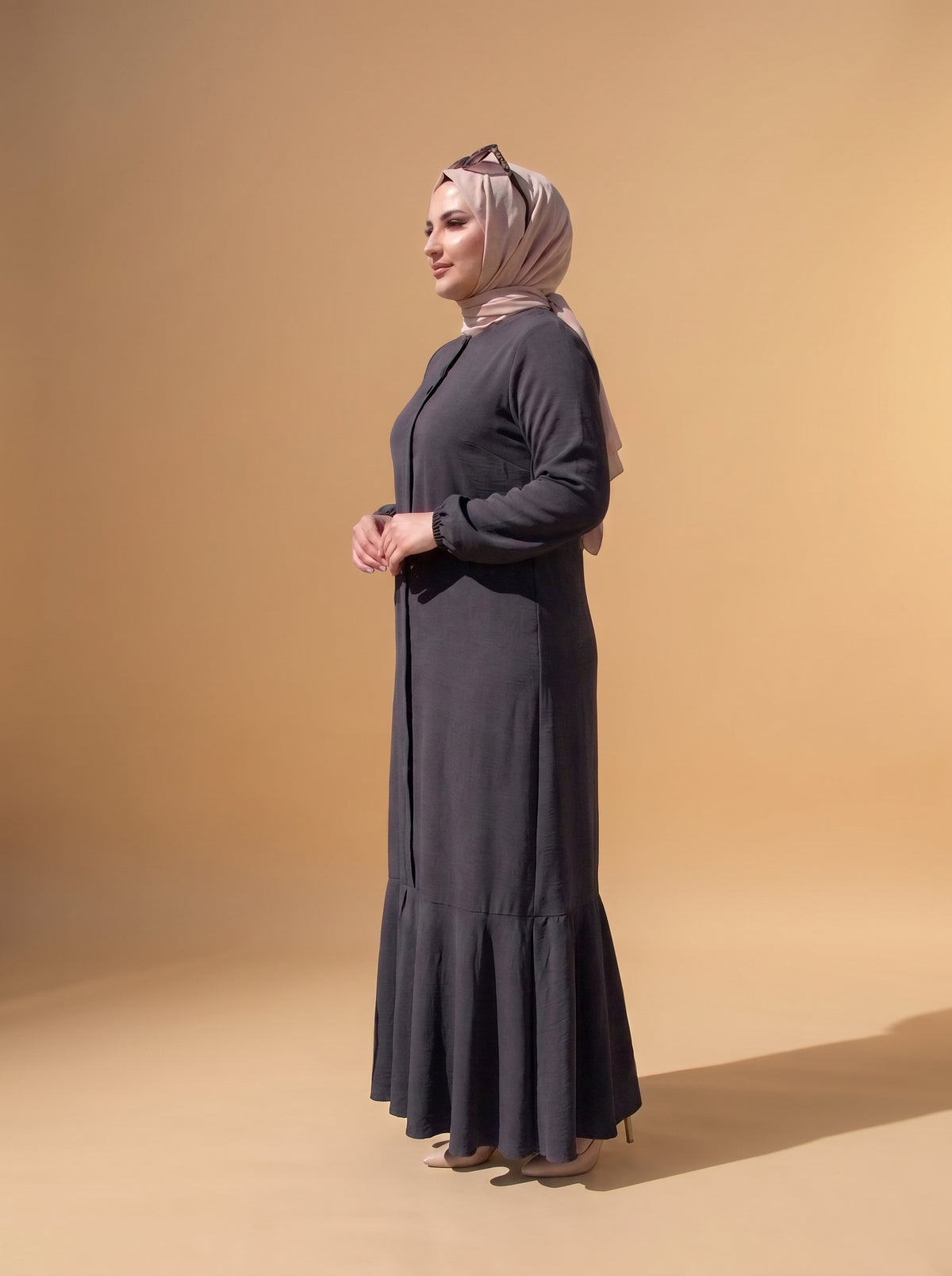 3 Düğmeli Elbise - Gri