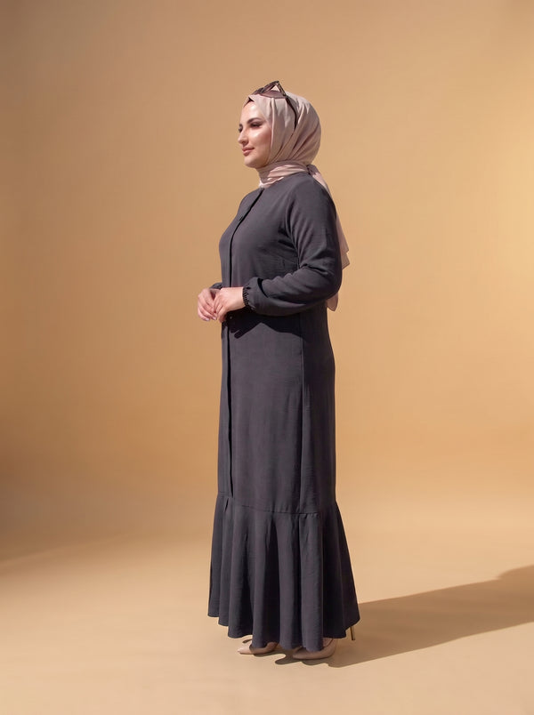 3 Düğmeli Elbise - Gri
