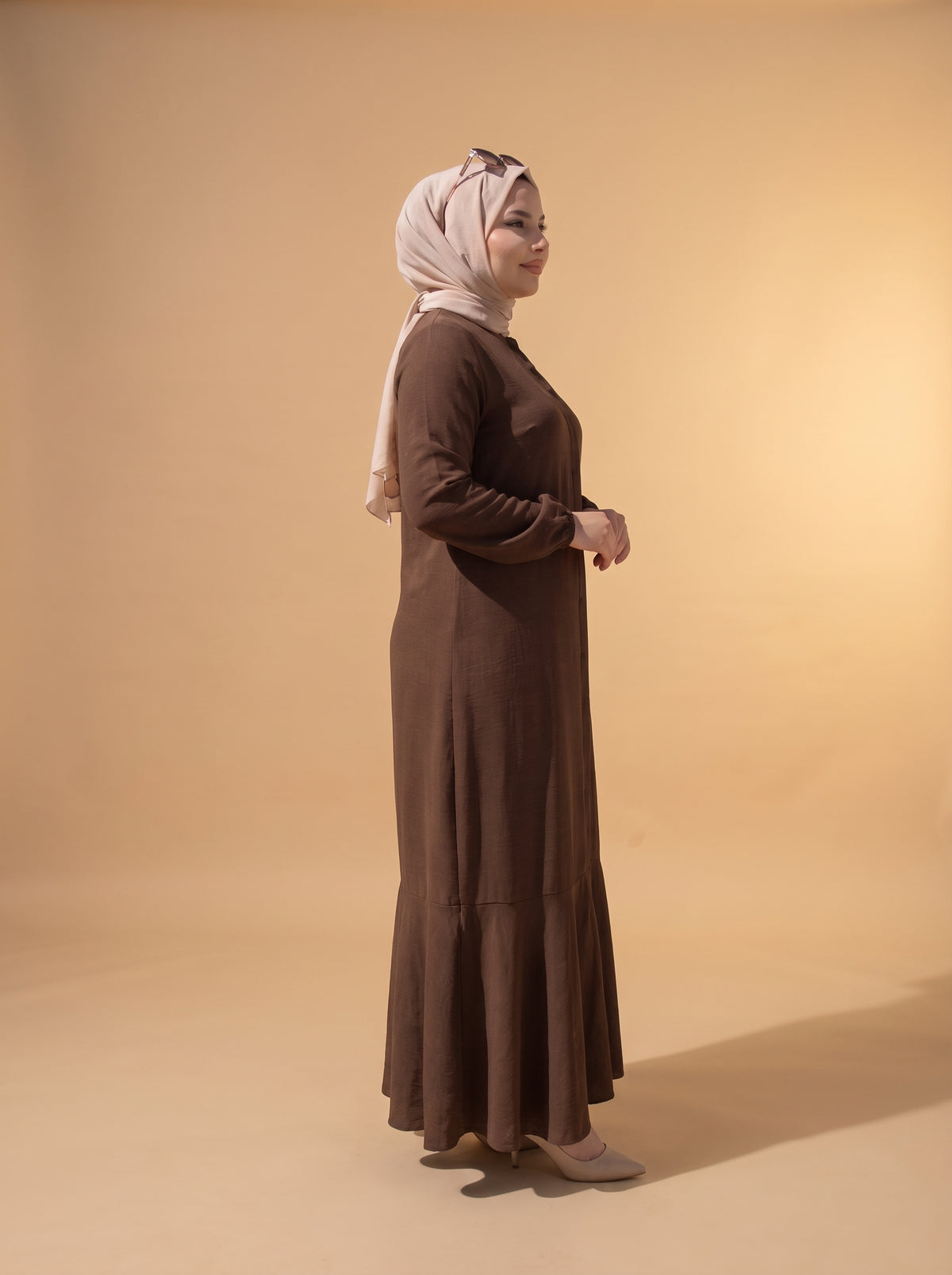 3 Düğmeli Elbise - Kahverengi