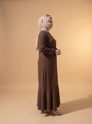 3 Düğmeli Elbise - Kahverengi