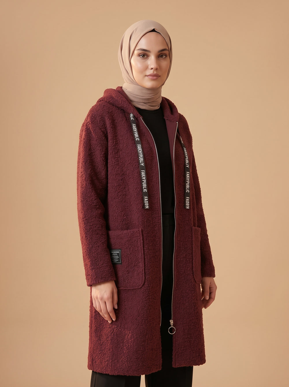 Buklet Hırka - Bordo - Butik Dubai büyük beden buklet hırka