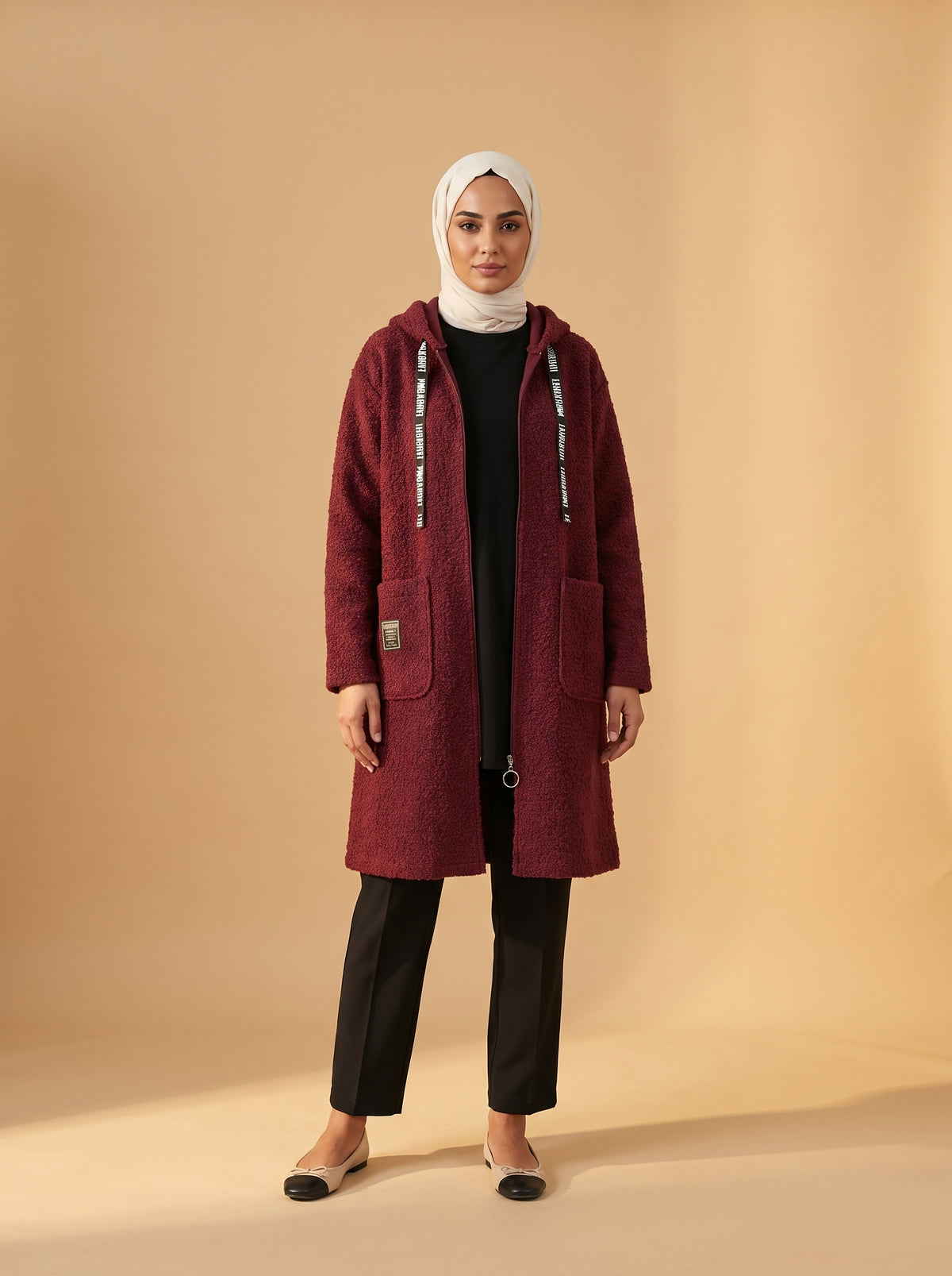 Buklet Hırka - Bordo - Butik Dubai büyük beden hırka