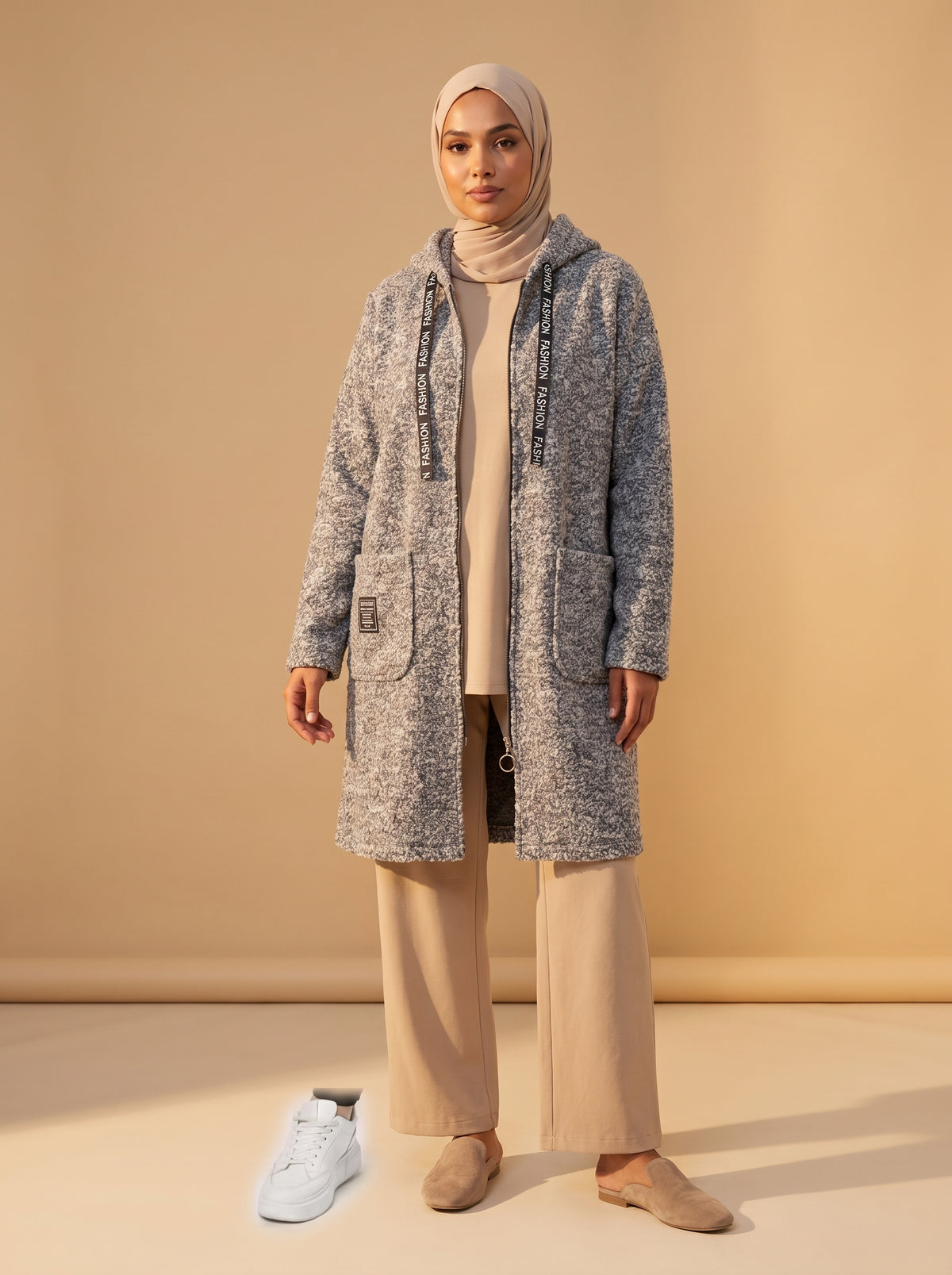 Buklet Hırka - Kar Yağdı Gri - Butik Dubai büyük beden hırka
