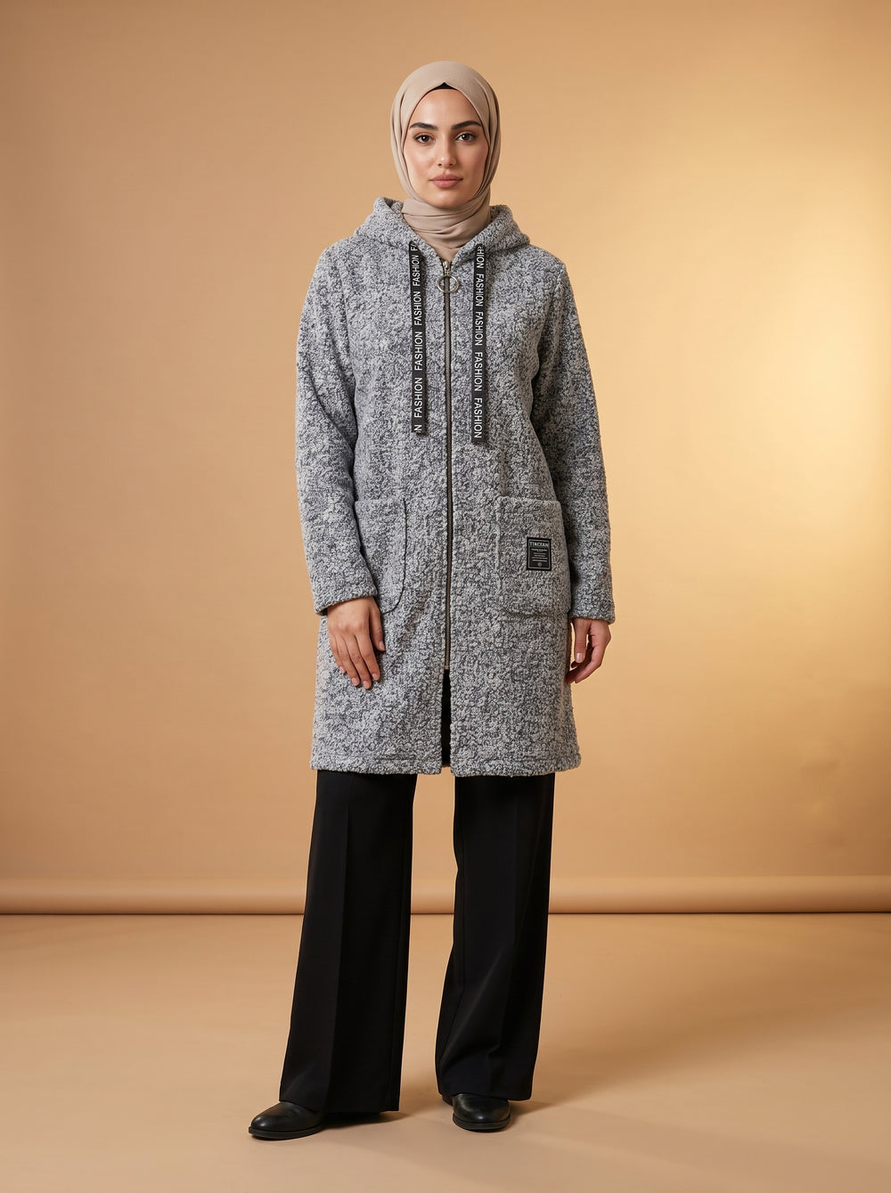 Buklet Hırka - Kar Yağdı Gri - Butik Dubai büyük beden buklet hırka