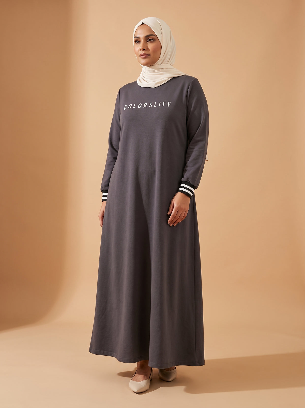 Spor Elbise - Gri - Butik Dubai büyük beden elbise