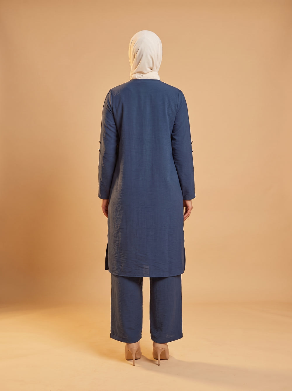 Düğmeli İkili Takım - Lacivert - Butik Dubai büyük beden i̇kili takım