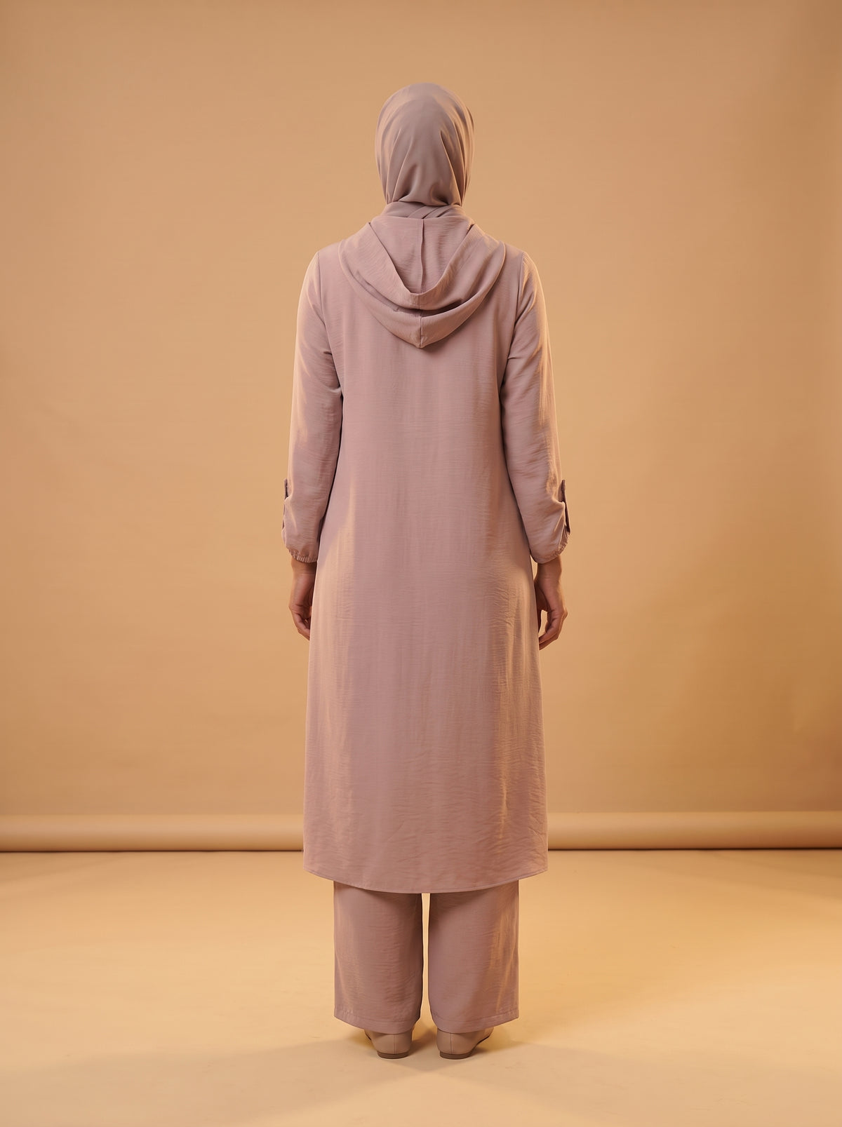Boydan Düğmeli Cepli Takım - Vizon - Butik Dubai büyük beden i̇kili takım