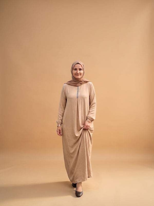 Taşlı Elbise Bej