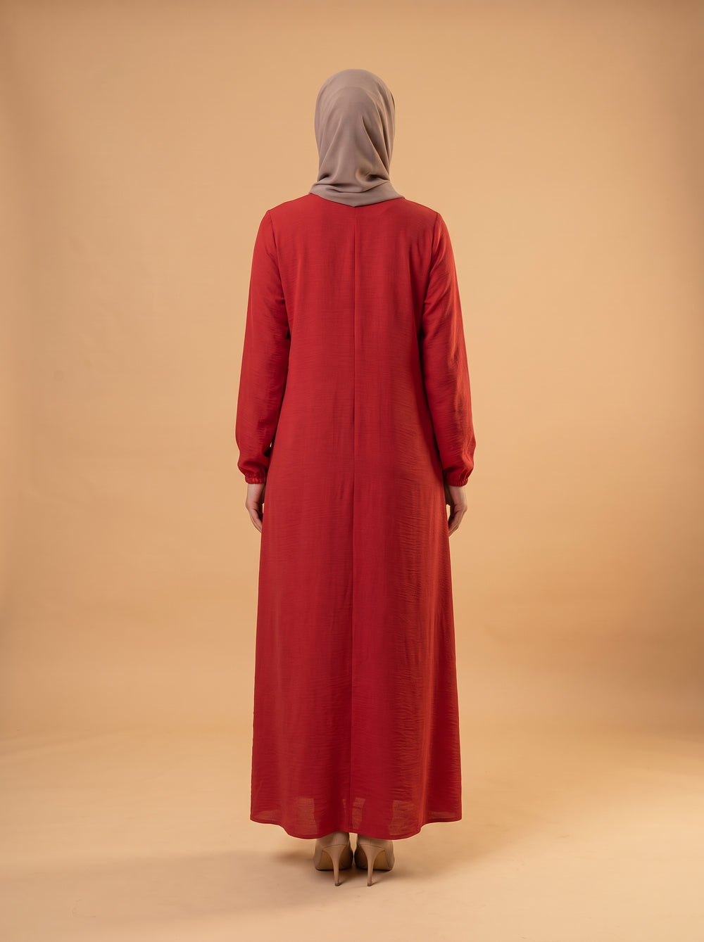 Taşlı Elbise - Kırmızı - Butik Dubai büyük beden elbise