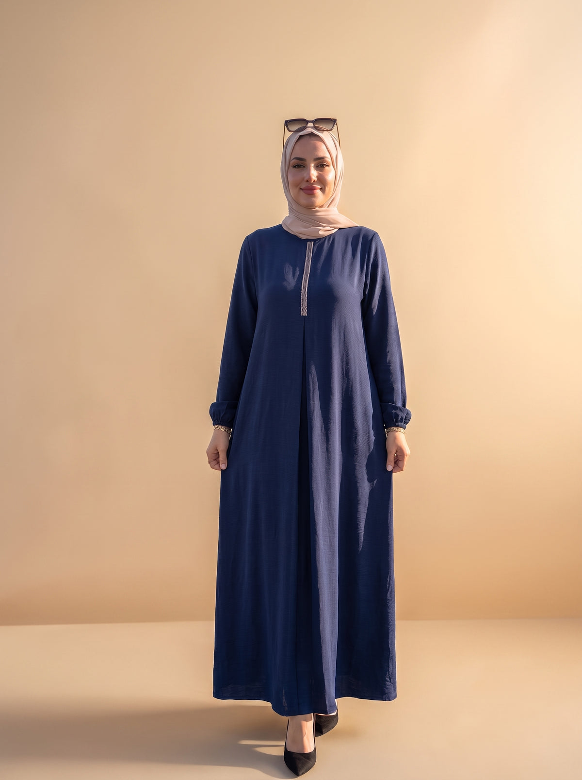Taşlı Elbise Lacivert