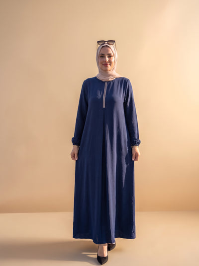 Taşlı Elbise - Lacivert