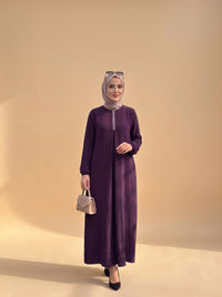 Taşlı Elbise - Mor