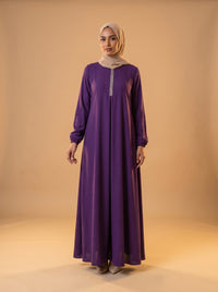 Taşlı Elbise - Mürdüm