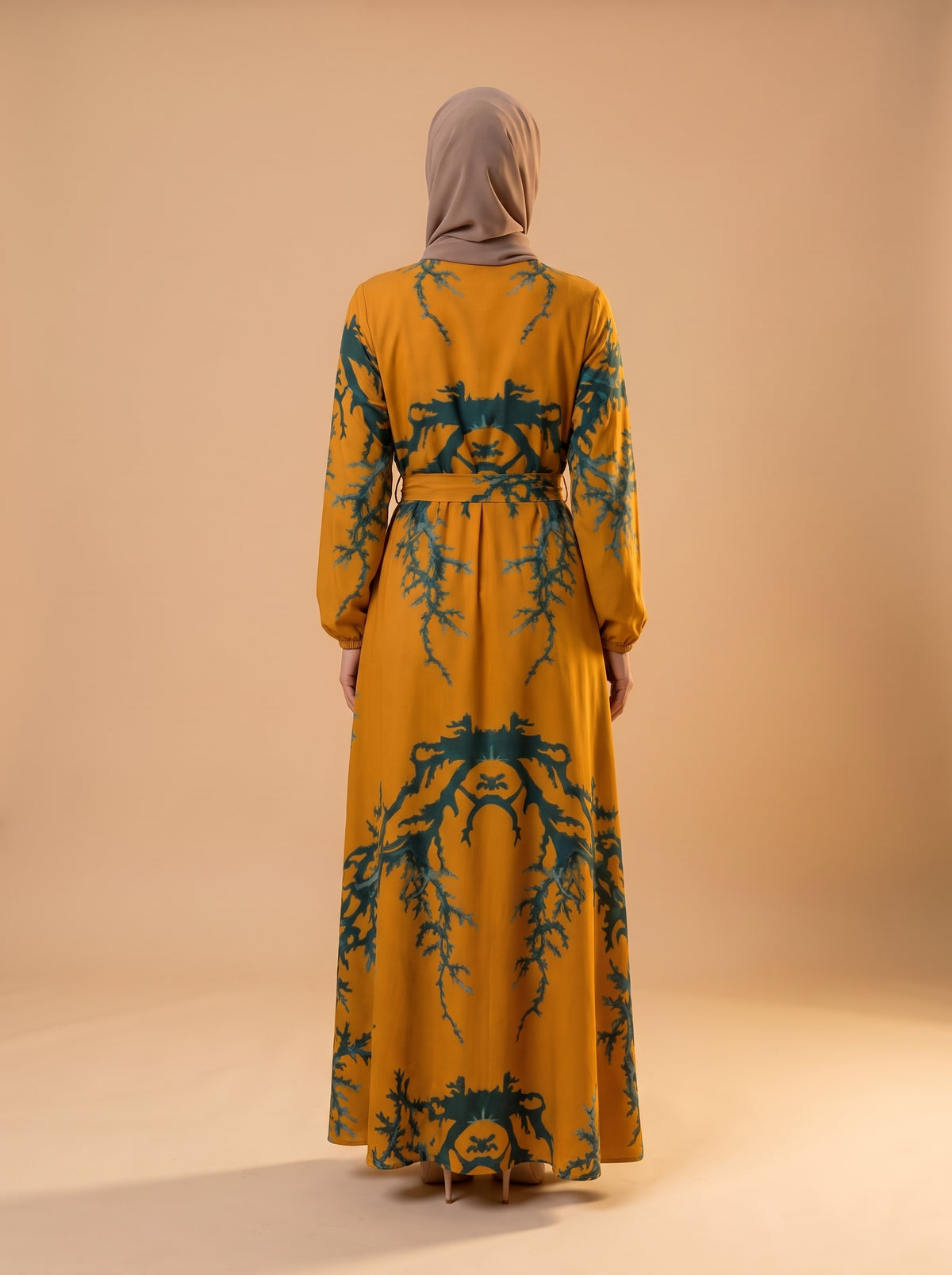 Viskon Elbise - Altın Mercan - Butik Dubai büyük beden viskon elbise