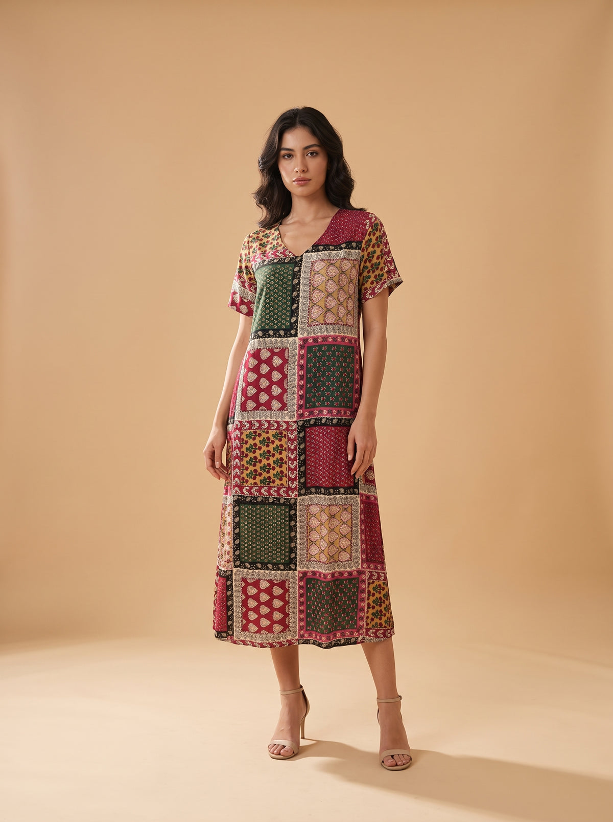 Yazlık Midi Elbise - Anadolu Esintisi - Butik Dubai büyük beden yazlık midi elbise