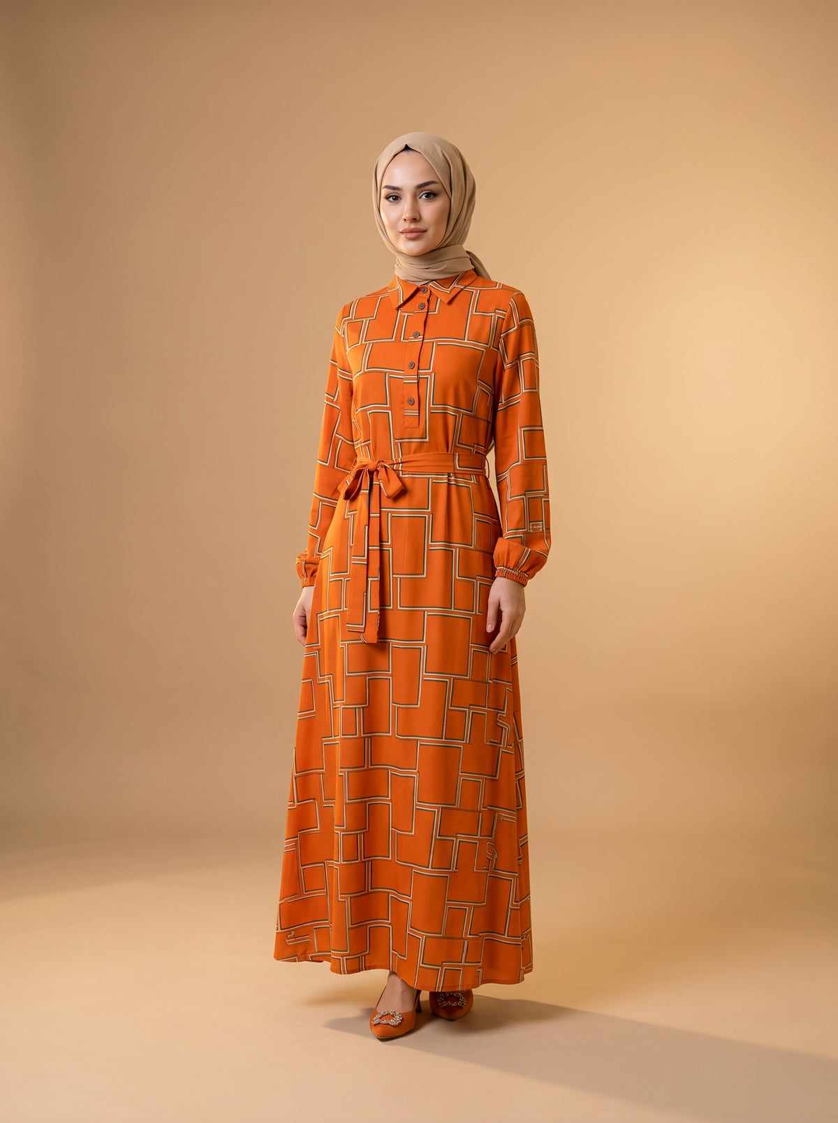 Viskon Elbise - Bahar Çizgisi - Butik Dubai büyük beden viskon elbise