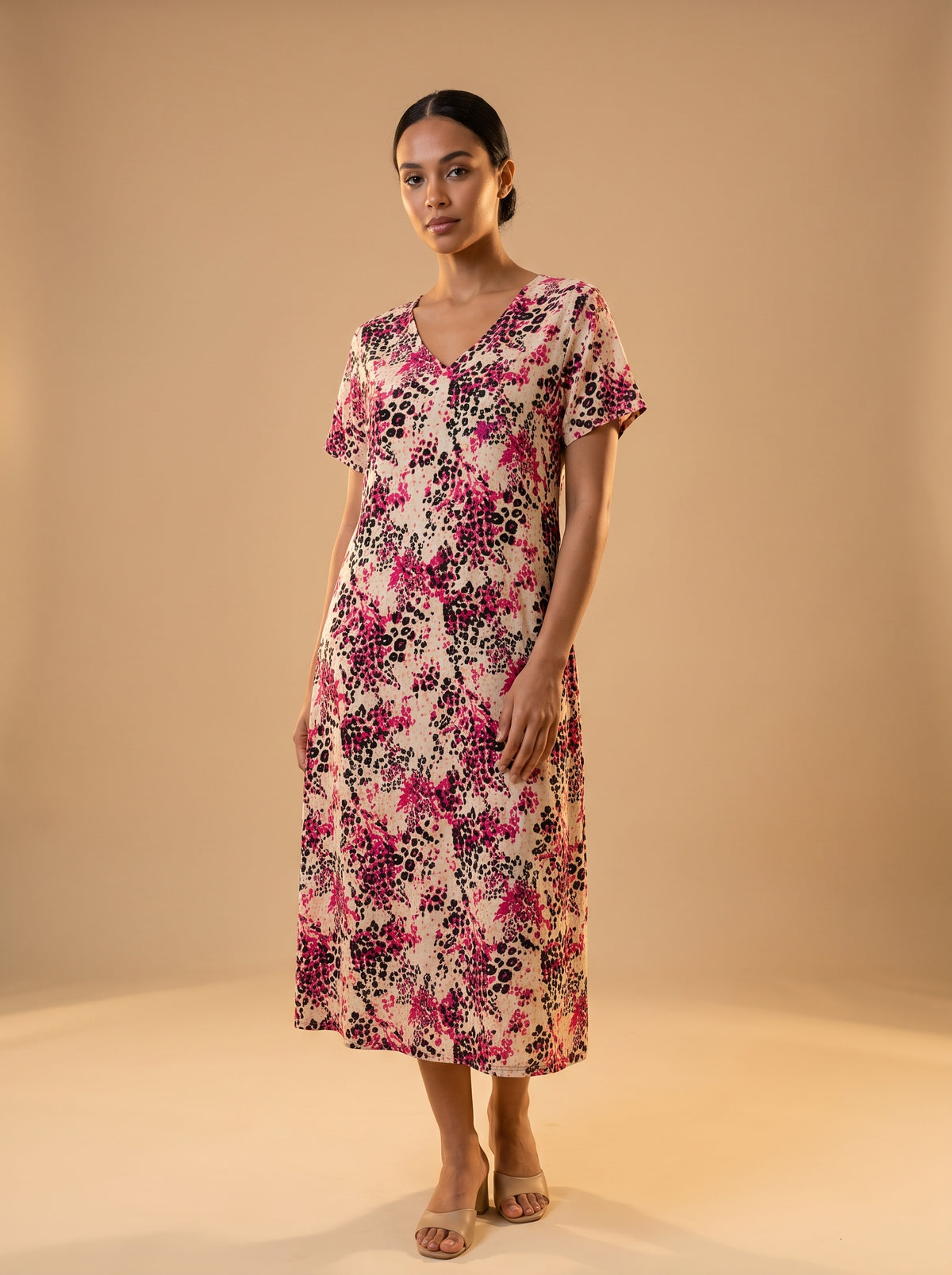 Yazlık Midi Elbise - Çiçek Tozu - Butik Dubai büyük beden yazlık midi elbise