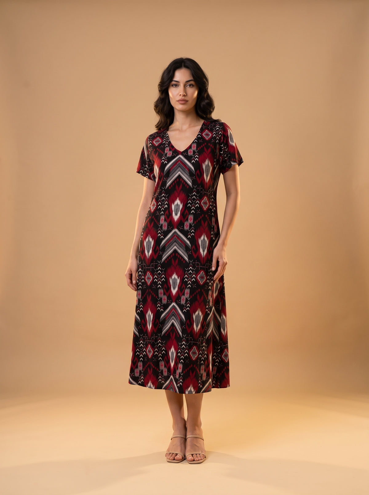 Yazlık Midi Elbise - Efsun - Butik Dubai büyük beden yazlık midi elbise