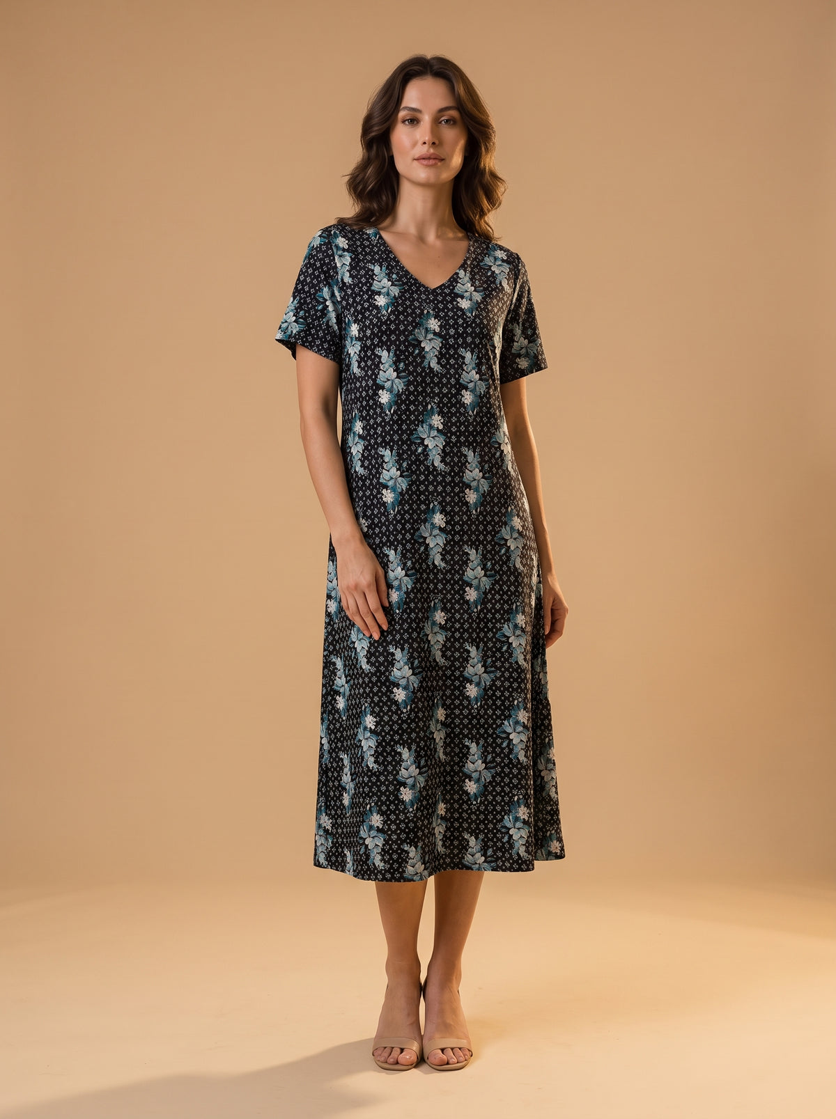 Yazlık Midi Elbise - İkon - Butik Dubai büyük beden yazlık midi elbise