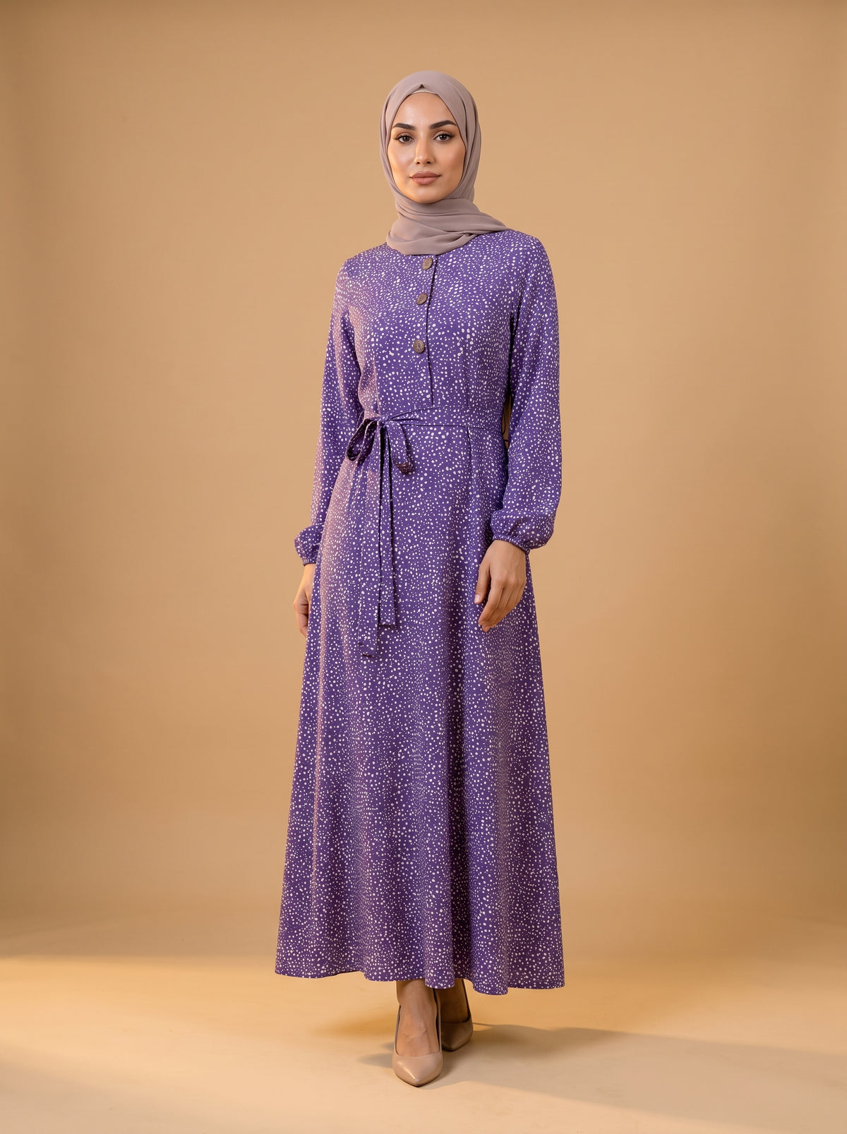Viskon Elbise - Mor İnci - Butik Dubai büyük beden viskon elbise
